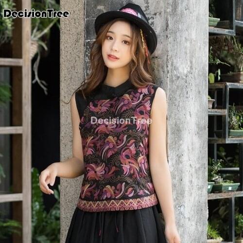 2021 retro jacquard elegant lady vest women jacket top chinese style retro embroidery elegant lady hanfu vest china clothes