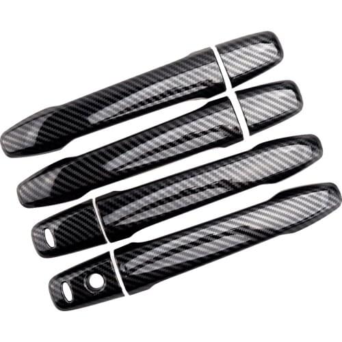 1Set Car Exterior Door Handle Cover Trim Decor Carbon Fiber Style ABS Fit For Mitsubishi Outlander Sport Lancer