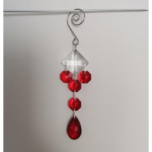 Camal 1pcs 14.5cm Red Crystal Pendant Prism Garland Hanging Chain for Chandelier Lamp Lighting Part Suncatcher Wedding Party