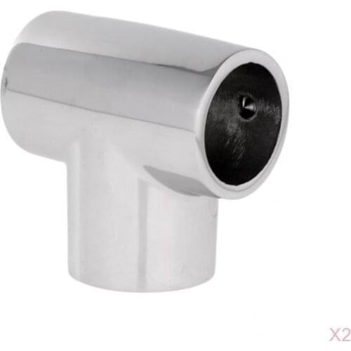 2x Polished Boat Yacht Deck Hand Rail 1 inch Tee Fittings - Marine Grade 316 Stainless Steel