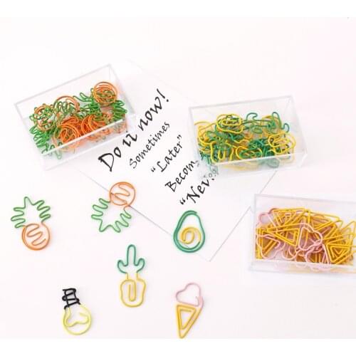 20 pcs/lot Creative Kawaii pineapple ice cream bulb Shaped Metal Paper Clip Bookmark Stationery Kawaii Shaped Office Accessories