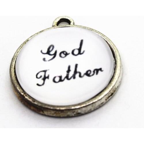 2018 New Arrive 10pcs God Father charm hanging dangle charms for bracelets necklace jewelry accessory glass pendants charms