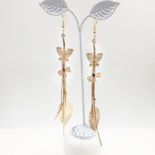 2021 fashion lady goddess hypoallergenic crystal earrings new Japanese and Korean temperament butterfly long tassel earrings fem