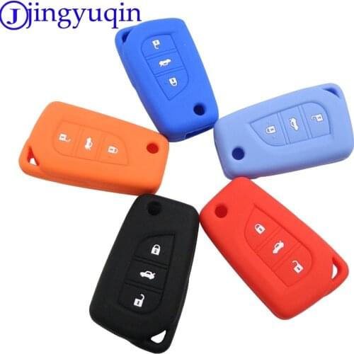 50X 3Button Remote Silicone Folding Key Case Shell Cover For Toyota Auris Corolla Avensis Verso Yaris Aygo Scion TC IM 2015 2016