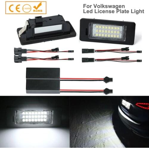 2x Car-Styling Error Free LED Number License Plate Lights Lamp For VW Caddy Golf Jetta Passat Polo Sharan Tiguan Touran Touareg