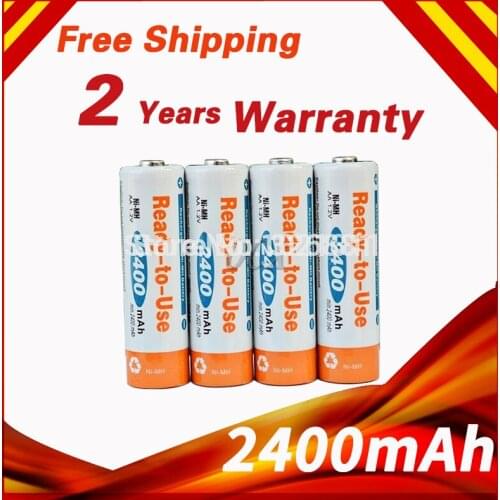 4pcs/lot AA 2400mAh 1.2V NI-MH rechargeable battery for high-end flashlights mobile high quality