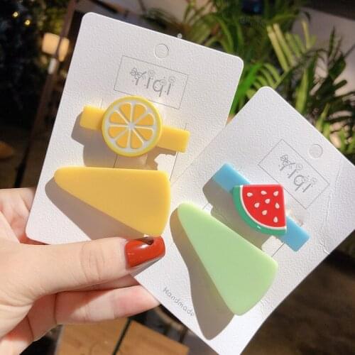 60set/lot 2pcs/set DIY Multi Acrylic Fruits Hair BB Clips Suits Simple Bang Hairpins Hair Styling Tools Hair Accessories HA1254