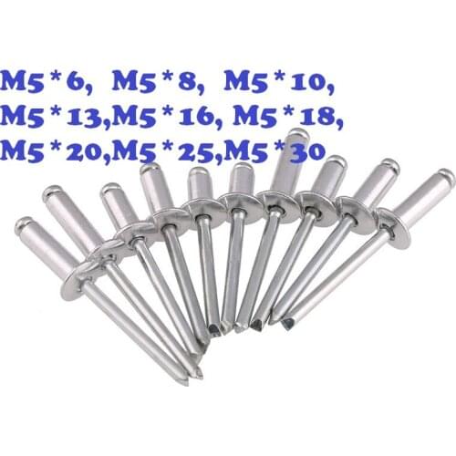 AluminumM5*6/8/10/13/16/18/20/25/30 Domed round head pop rivet open end rivet decoration rivets metal fastners