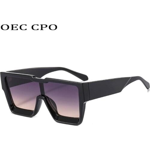 OEC CPO Oversized One Piece Sqaue Sunglasses Women Fashion Big Frames Sun Glasses For Men Brand Eyeglasses Ladies Eyewear UV400