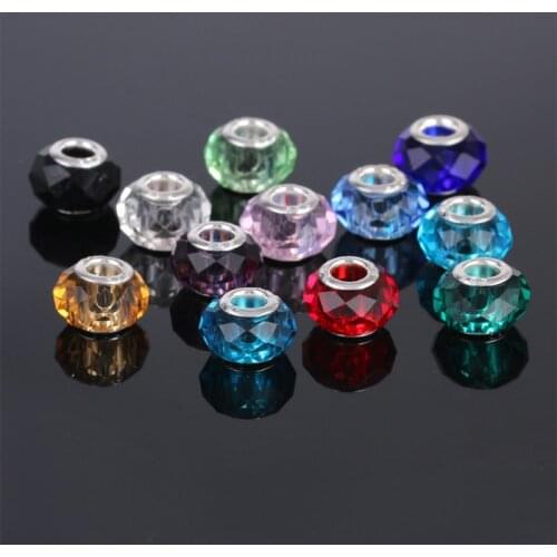 Free shipping 10pcs european Section 96 crystal glass big hole Bead only with 925 logo Fits European Pandor Charm Bracelets A223