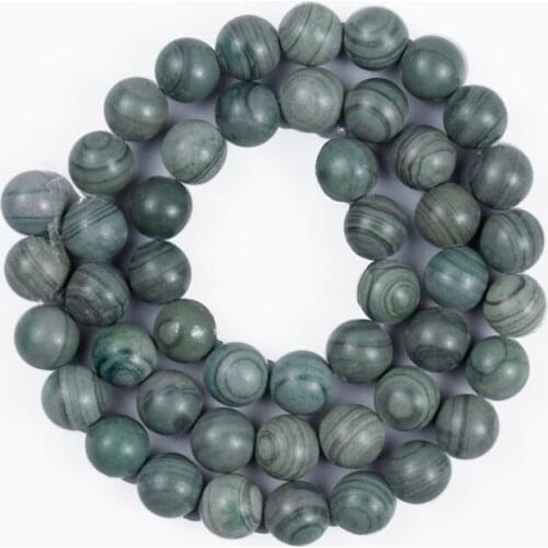 Natural Stone Beads Green Silver Wire Stone Round Smooth Loose Beads for Making DIY Bracelet Earrings Accessories 4/6/8/10/12mm