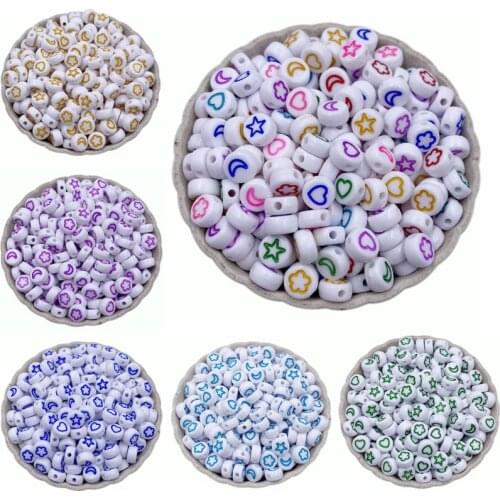 60Pcs 4*7mm Moon Star Flower Loose Beads For DIY Jewelry Making Pendant Necklace Bracelet Wholesale