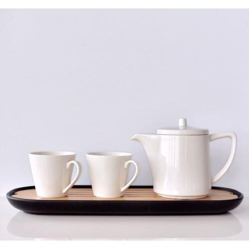 Japanese style white minimalism complete kungfu tea set ceramic tea pot cup temperament afternoon teapot with filter teaware