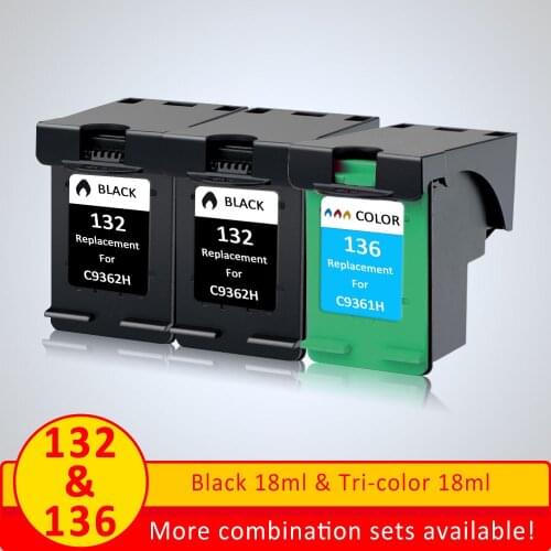 XiangYu 132 Ink Cartridges compatible for HP132 for HP136 replacement for HP 5420 5420V 5440 5440XI Photosmart C3100 C3110 c3125