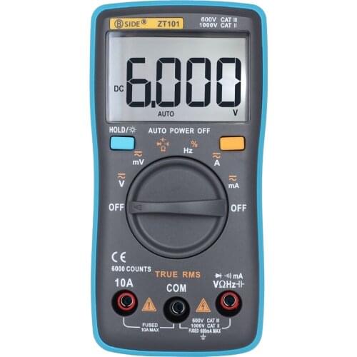 ZT101 ZT102 Digital Multimeter 6000 Counts True RMS Backlight AC/DC Ammeter Voltmeter Ohm Portable Meter