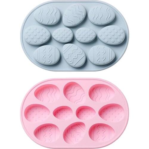 10 Holes Easter Egg Shape Cake Silicone Molds for Baking Cupcake Chocolate, Jelly Soap Candy Mould Ice Cube