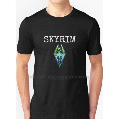 Skyrim T Shirt 100% Pure Cotton Skyrim Elder Scrolls Tes Dragonborn Dovahkiin Rpg Gaming Oblivion Morrowind Bethesda The Elder