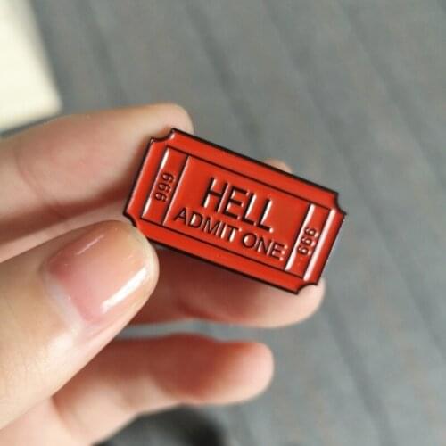 Gothic Jewelry Hell Admit One 666 Ticket Soft Enamel Pin Lapel Pins Brooch Badge
