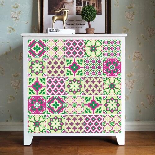 10/15/20/30cm Floral Ornament Tiles Ceramics Wall Sticker Bathroom Kitchen Home Decor Wall Decals Waterproof Peel & Stick Mural