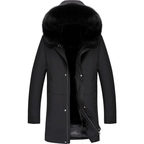 New Arrival Mens Jacket Black Long Winter Jackets Men Hooded Fur Inside Warm Waterproof Outdoor Jacket Men jaqueta masculina