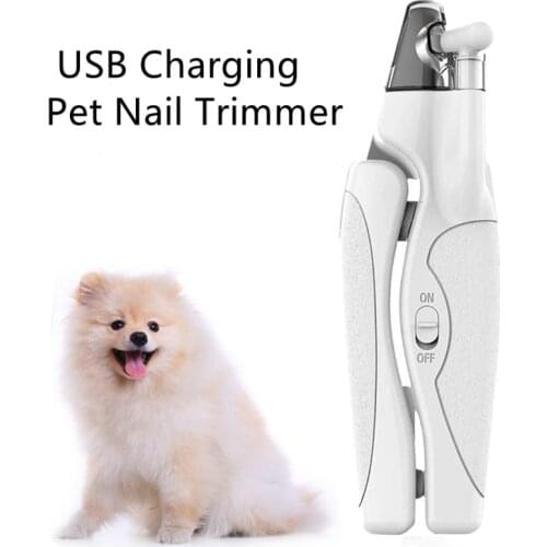 Pet Nail Clippers USB Charging Pet Scissors Dog Cat Toe Nail Claw Scissors LED Light Animal Nail Trimmer Grooming Cutter Suppli