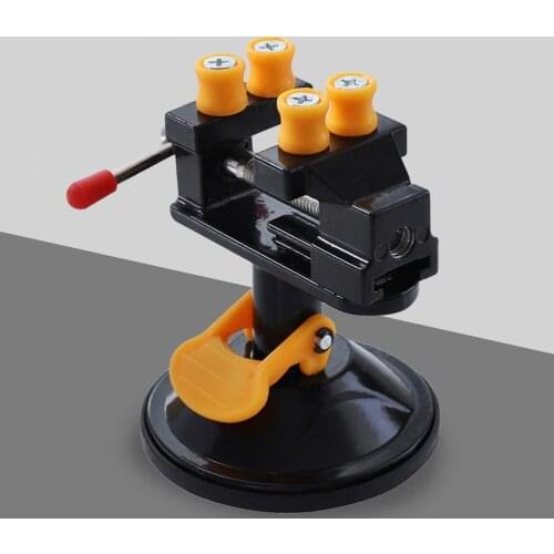 Small Flat Table Vise DIY Metal Fixture Universal Clamping Sucking Base Aluminum Alloy Mini Technical Table Vise for Garage