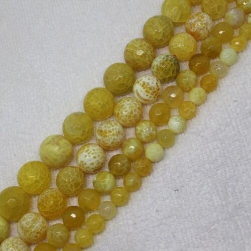 Mini. order is $7! 8-16mm Faceted Yellow Fire crab Agates Round DIY Loose Beads 15"