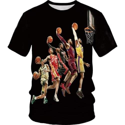 Fashion round neck sports t-shirt basketball star print short-sleeved t-shirt mens casual t-shirt mens clothing t-shirt for me