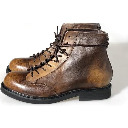 Men Genuine Leather Boots Luxury Trainers Ankle Motorcycle Boots Lace Up Shoes Men Casual High Top USA Style Shoes Big Size