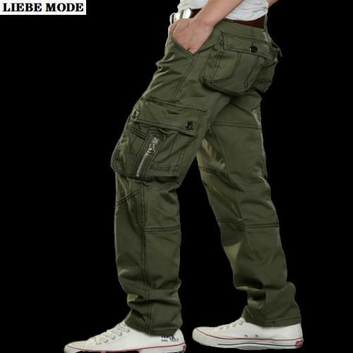 Mens Cargo Pants with Many Pockets Sweatpants Men Plus Size Jogger Pants Man Trouser Long Pantalon Homme Black Khaki Green