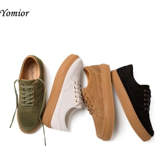 Yomior 2019 New Brand Real Cow Leather Men Casual Shoes Vintage School Lace-Up Loafers Flats Dress Sneakers Driving Shoes