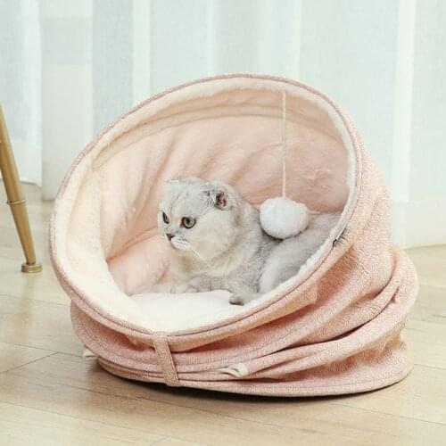 Soft Pet House Bed for Dogs Cats Small Animals Products Foldable Cat Tunnel Toys Semi-enclosed House Winter Warm D2183