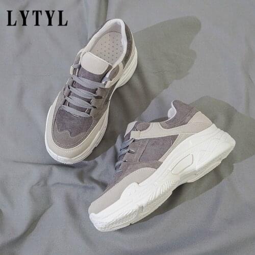 Brand Women Scrub Panelled Sneakers Thick Sole Ladies Platform Breathable Shoes Lace-Up Casual Trainer Footwear AA-469