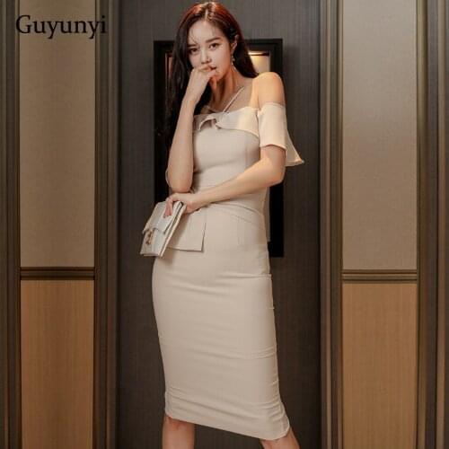 High Waist Tight Dress 2021 Summer Plain Simple Sexy Strapless Sling Waist Bow Decoration Elegant Womens Party Dress