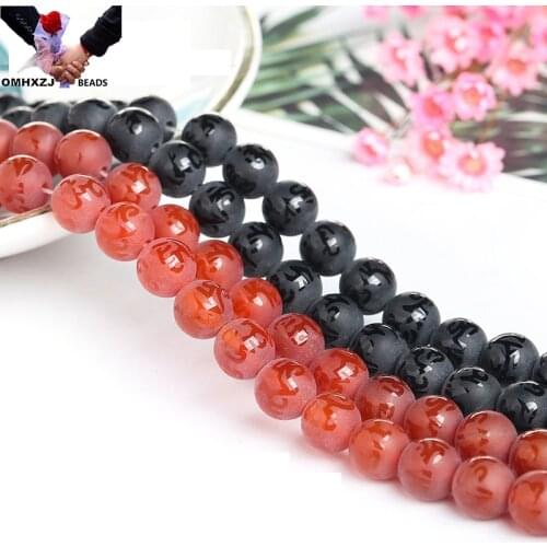 OMH JD24 Natural Jewelry DIY Making Bracelet Necklace Natural Six-character mantra matte Agate Round Jade Loose Spacer Beads