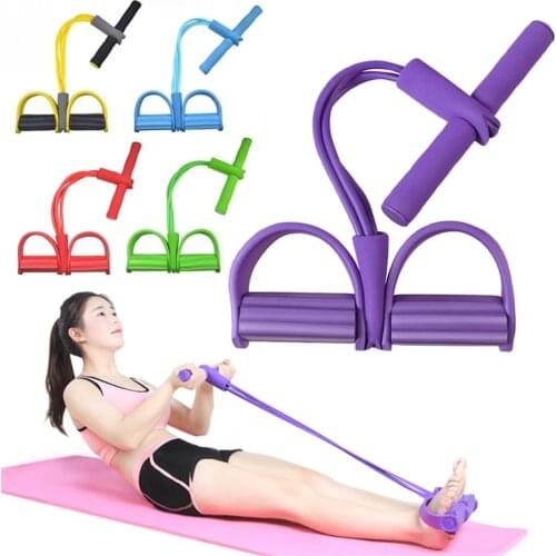 Pedal Tensioner Latex Sit Ups Abdominal Strength Training Fitness Elastic Rope 4 Tube Rubber Band Gym Home Sports Equipment Tool