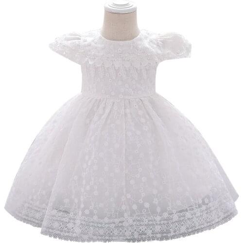 White Flower Girls Dress Elegant Princess 1st Birthday Dress Kid Dresses For Girl Baby Childrens Wedding Party Dress