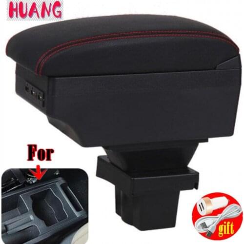 For Skoda Yeti Octavia A5 MK2 2005-2012 Armrest box Dual Layer Rotatable PU Leather Center Console Storage Box Ashtray USB
