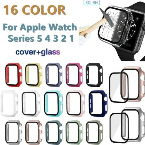 Full Screen Protector Cover+Tempered Film Glass Case For Apple Watch 42mm 44mm 38mm 40mm For IWatch Series 5 4 3 2 1 Frame Shell