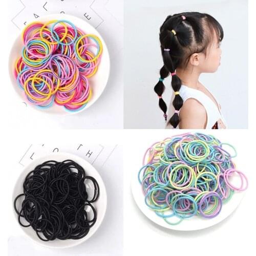 100pcs/lot 3CM Hair Accessories Girls Rubber Bands Scrunchy Elastic Hair Bands Kids Baby Headband Decorations Ties Gum For Hair