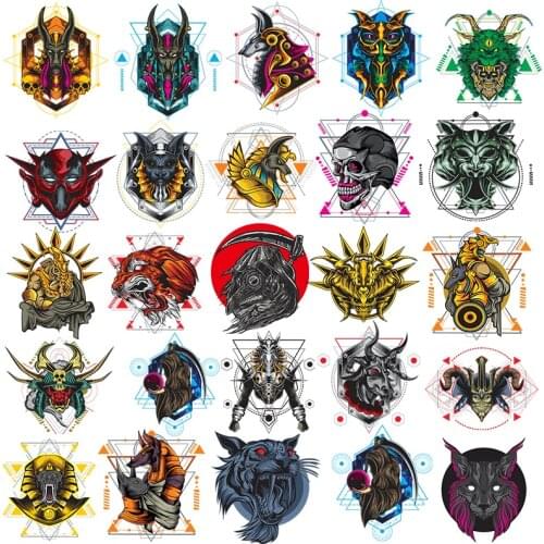 Skeleton Punk Style Animal Stripes Heat-sensitive Patches Thermo Stickers On Clothes Iron On Transfers For Clothing Applique