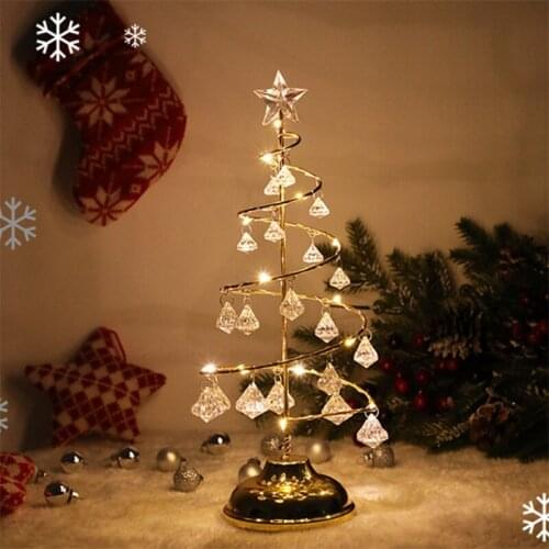 Led Crystal Christmas Tree Light Night Light Fairy Crystal LED Pendant Lights Table Desk Lamp Wedding Birthday Party Decoration