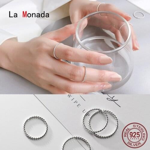 La Monada Twist Finger Women Ring 925 Sterling Silver Single Minimalist Rings For Women 925 Silver Fine In Jewerly Rings Woman
