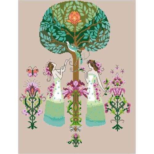 Gold Collection Counted Cross Stitch Kit Tree of Hope Flower Two Fairies Fairy Woman Lady Girl md 109
