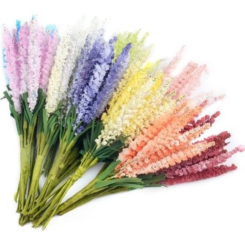 100pcs Artificial Mini Lavender Foam Flower Bouquet For Wedding Flower Decoration Scrapbooking DIY Wreath Cheap Fake Flowers