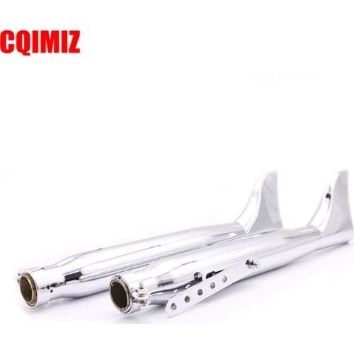 2x Left Right Side Motorcycle Exhaust Muffler Fish Tail Fin Silencer Pipe for Harley Softail Road King Cafe Racer