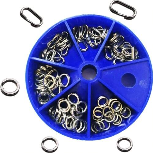 50PCS/Box Split Ring Heavy Duty Stainless Steel Split Rings Lures Connectors Fishing Tackle DIY Art And Crafts Set With Box