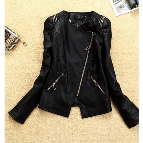 Free Shipping Hot Sale New Womens Brand Fashion Ol Commuter Simple And Ele Wild Slim Was Thin Leather Jacket/ M-3xl
