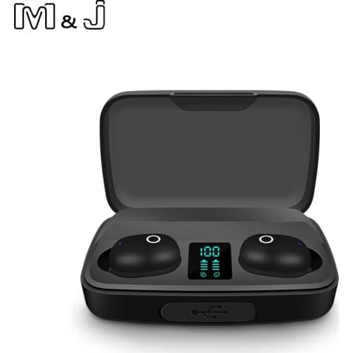 M&J Touch Control TWS Wireless Headphones Bluetooth V5.0 Earphones LED Display Charging Box Noise Cancelling ear plugs With Mic