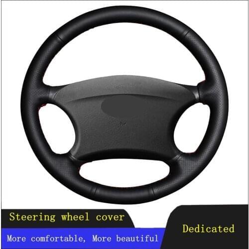 DIY Car Accessories Steering Wheel Cover Black Hand-stitched Genuine Leather For Chevrolet Niva 2002-2009 Lada 2110 2011-2014